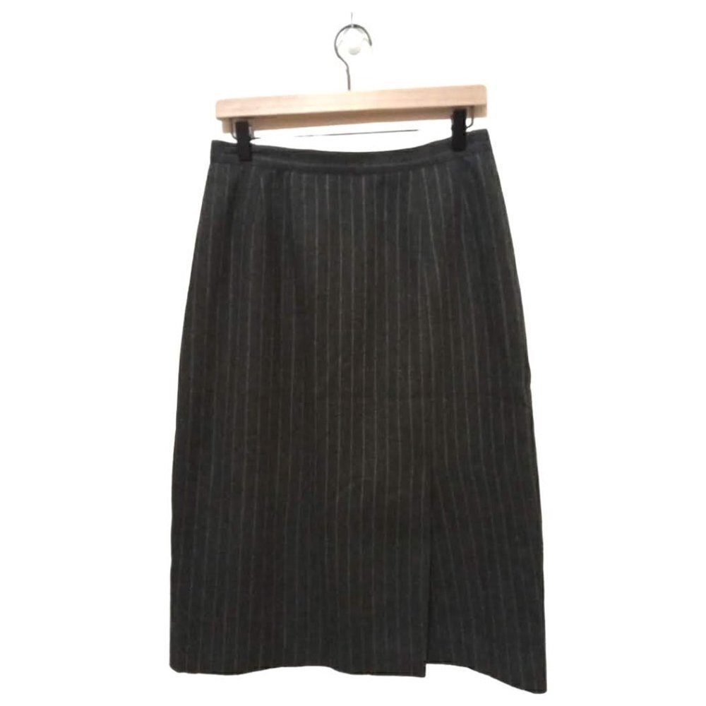 SUITS by Dallas Vintage Gray Pin Stripe Wool A-Line Knee Length Skirt Sz 12